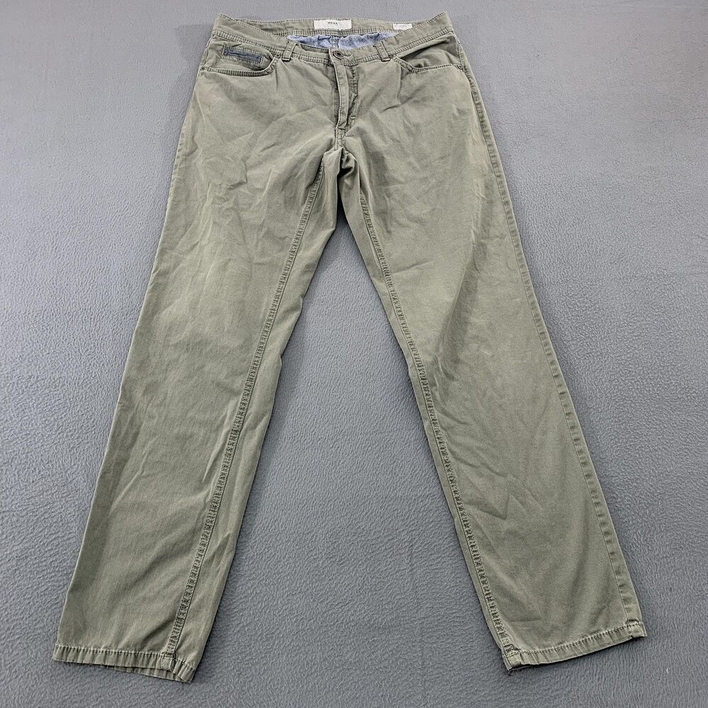 Brax Cooper Fancy Jeans Mens 32x31 Green Regular Straight Stretch Denim Pants